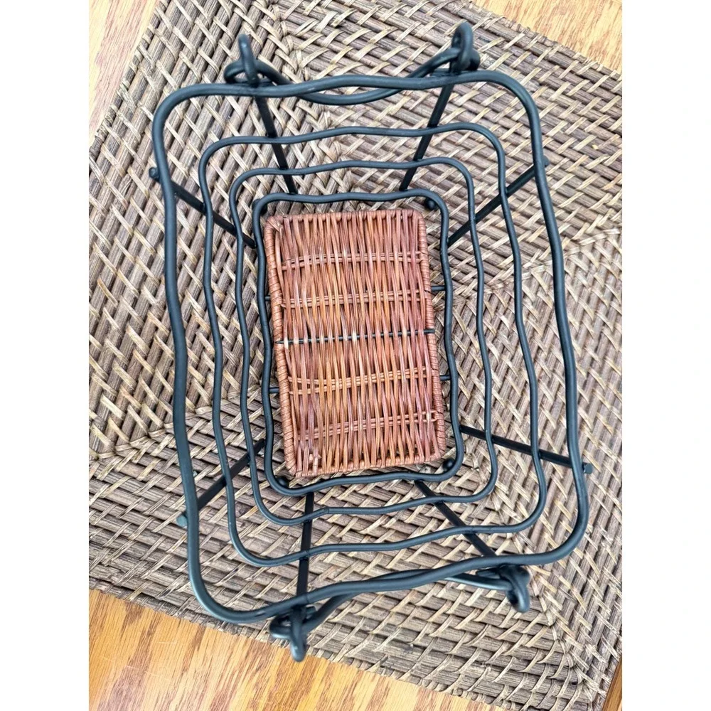 Temp-tations by Tara Ceramic Baker with Black Metal Wire Wicker Rack Cream White